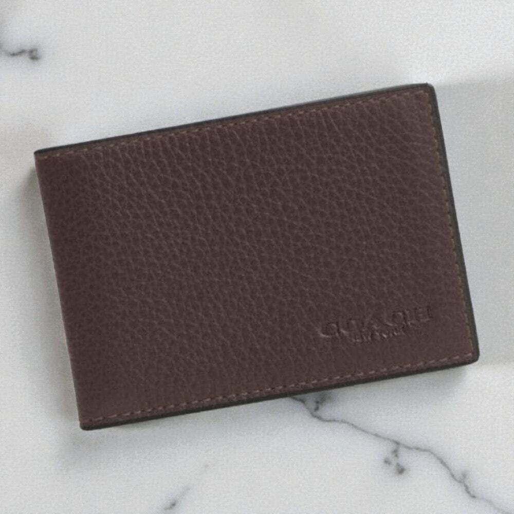Coach Compact Card Leather Wallet in Maple CM167